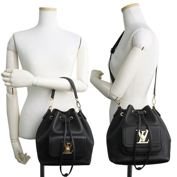 Louis Vuitton Grain Calf Leather LockMe Bucket Bag Black - Picture 8 of 12